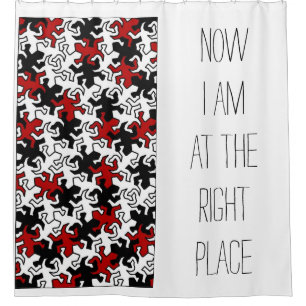 Mosaic Mirror Geckos Pattern - red black white Shower Curtain