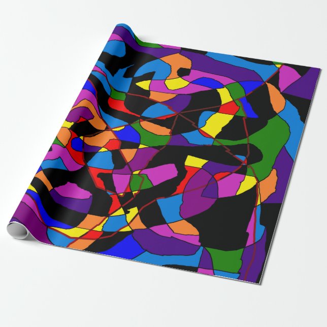 Mosaic mixed vibrant coloured wrapping paper (Unrolled)