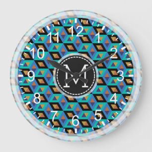 Mosaic Modern Monogram #10 Large Clock