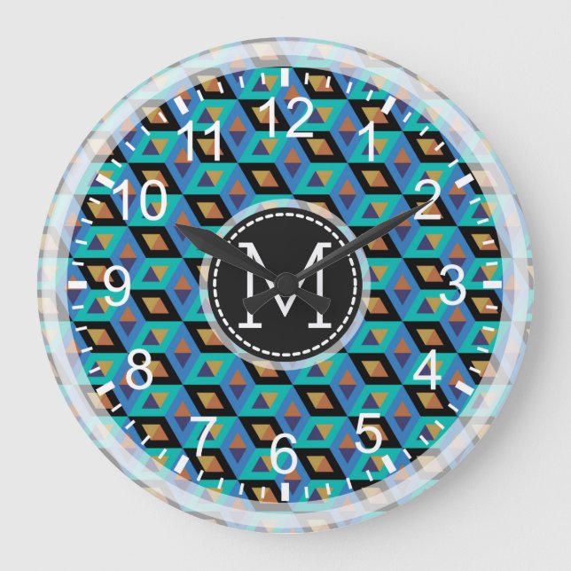 Mosaic Modern Monogram #10 Large Clock (Front)