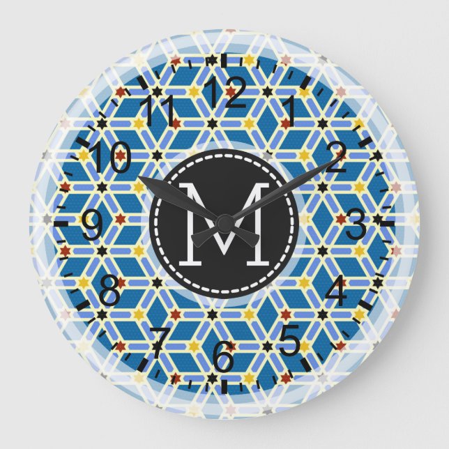 Mosaic Modern Monogram #2 Large Clock (Front)