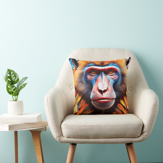 Mosaic Monkey Cushion Throws & Pillows (Chair)