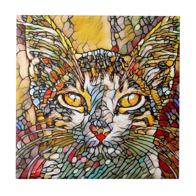 Mosaic Multicolor Cat 697 Ceramic Tile (Front)