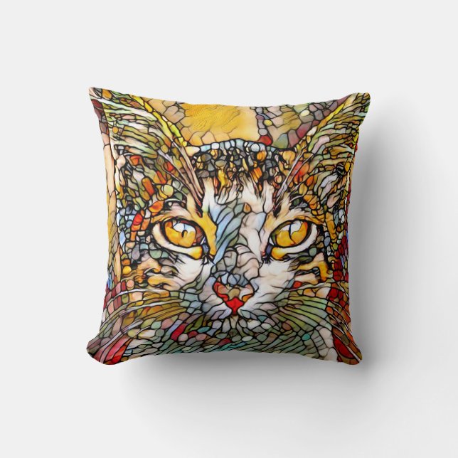 Mosaic Multicolor Cat 697 Cushion (Front)