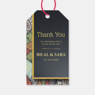 Mosaic Muslim Wedding Favour Tag, Personalised Bla Gift Tags