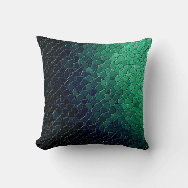 Mosaic Ocean Blues Throw Pillow (Front)