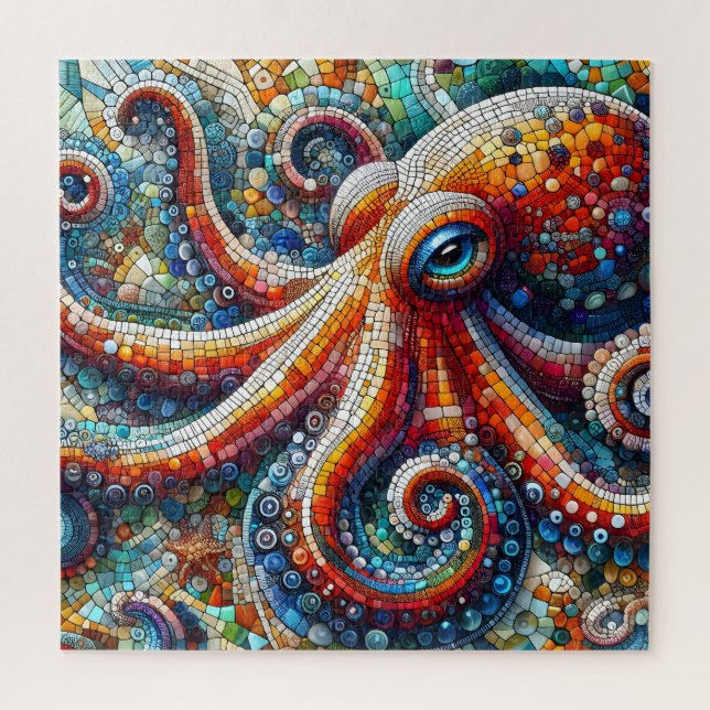 Mosaic Octopus Artistic Ocean Colourful Sea Life Jigsaw Puzzle (Vertical)