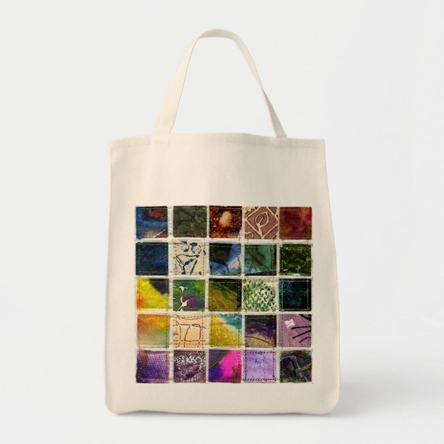 Mosaic of abstract squares of different techniques tote bag (Front)