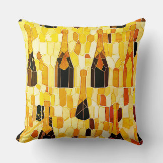 Mosaic of champagne bottles  cushion