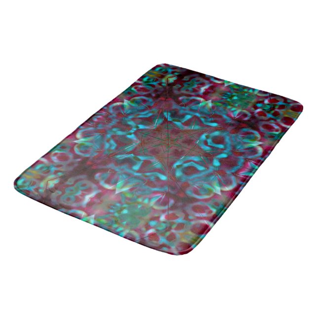 Mosaic of geometric lines and gradient matte folds bath mat (Angled)