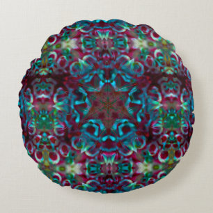 Mosaic of geometric lines and gradient matte folds round cushion