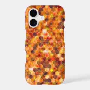 Mosaic of hexagons on spots in reddish tones throw