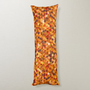 Mosaic of hexagons on spots in reddish tones throw body cushion