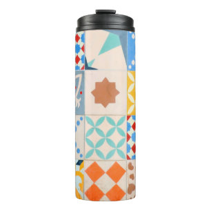 Mosaic of Hydraulic cement tiles, decorative fashi Thermal Tumbler
