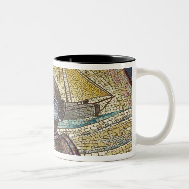 Mosaic of old divers helmet Two-Tone coffee mug (Right)