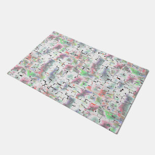Mosaic of paper in opaque colours and small drizzl doormat