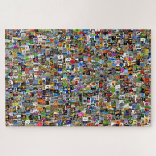 Mosaic of photos and pictures abstract design, jigsaw puzzle