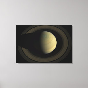 Mosaic Of Planet Saturn And Its Main Rings. Canvas Print