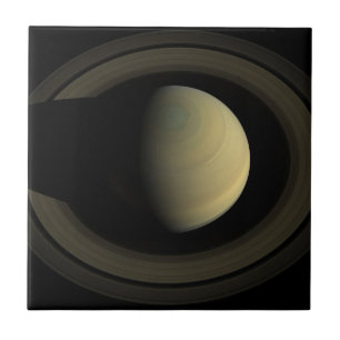 Mosaic Of Planet Saturn And Its Main Rings. Ceramic Tile