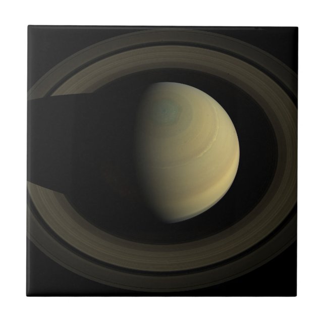 Mosaic Of Planet Saturn And Its Main Rings. Ceramic Tile (Front)
