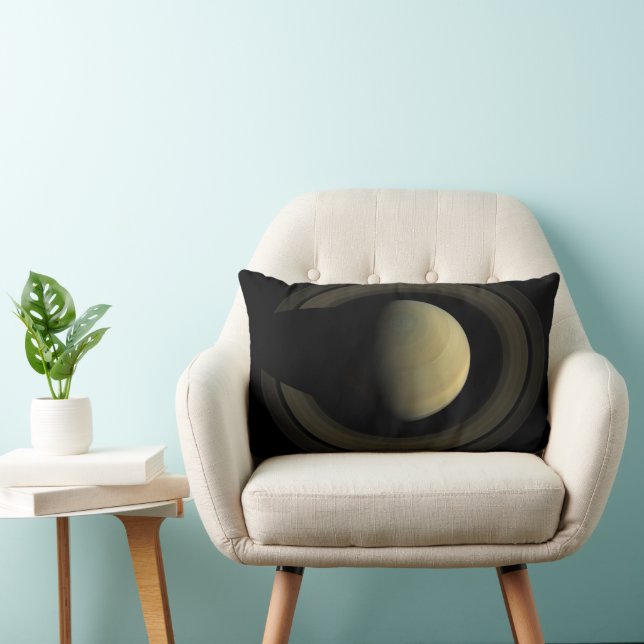 Mosaic Of Planet Saturn And Its Main Rings. Lumbar Cushion (Chair)