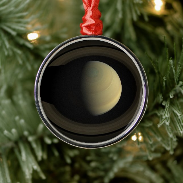 Mosaic Of Planet Saturn And Its Main Rings. Metal Ornament (Tree)