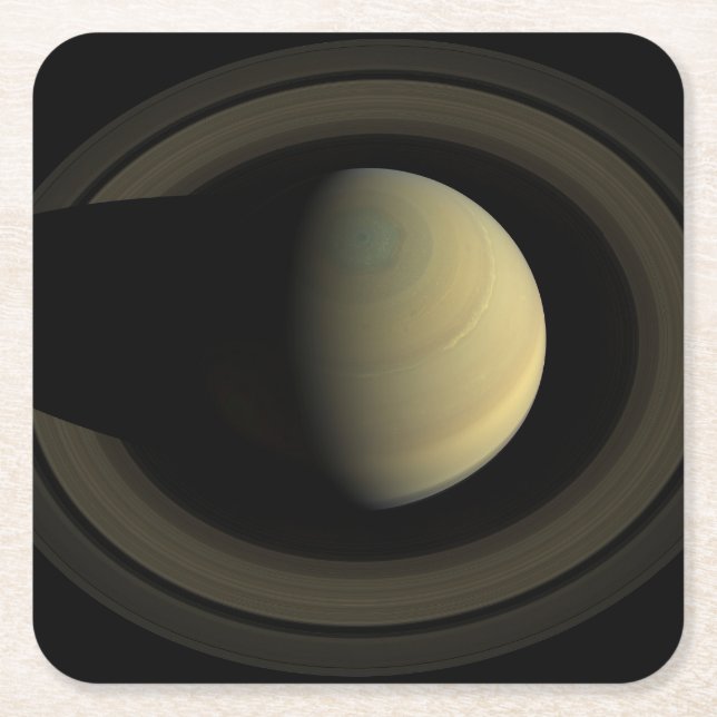Mosaic Of Planet Saturn And Its Main Rings. Square Paper Coaster (Front)