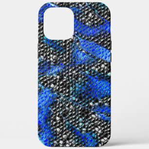 Mosaic of small convex in blue to grey and black  iPhone 12 pro max case