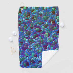 Mosaic of spattered or smoked lilac blue and green golf towel