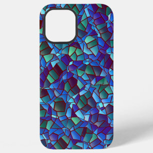 Mosaic of spattered or smoked lilac blue and green iPhone 12 pro max case