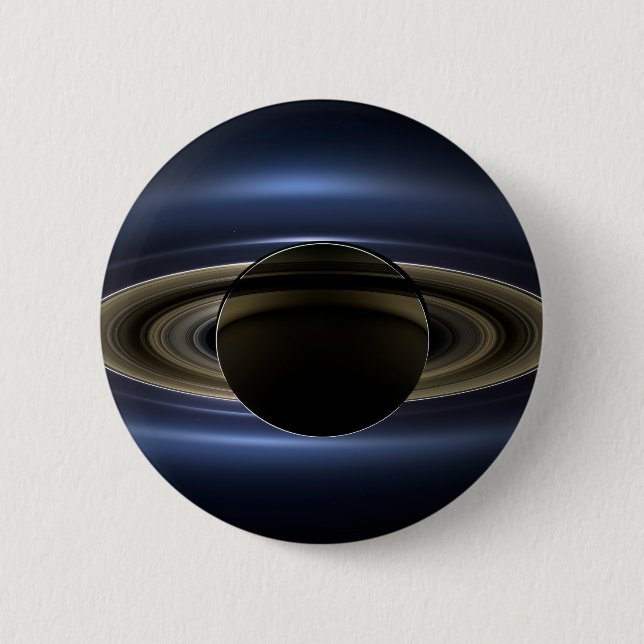 Mosaic Of The Saturn System Backlit By The Sun. 6 Cm Round Badge (Front)