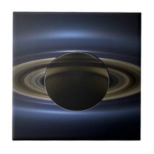 Mosaic Of The Saturn System Backlit By The Sun. Ceramic Tile