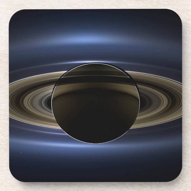 Mosaic Of The Saturn System Backlit By The Sun. Coaster (Front)
