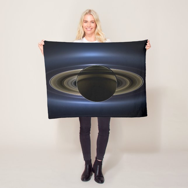 Mosaic Of The Saturn System Backlit By The Sun. Fleece Blanket (In Situ)