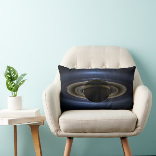 Mosaic Of The Saturn System Backlit By The Sun. Lumbar Cushion