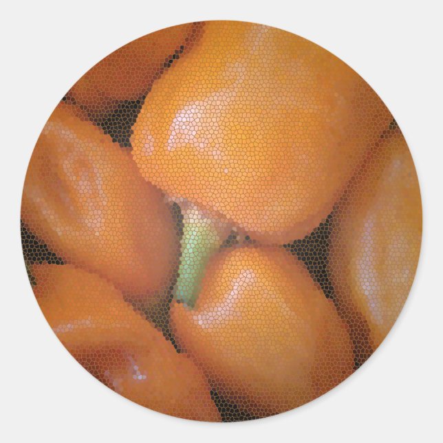 Mosaic Orange Southwest Chilli Peppers Classic Round Sticker (Front)