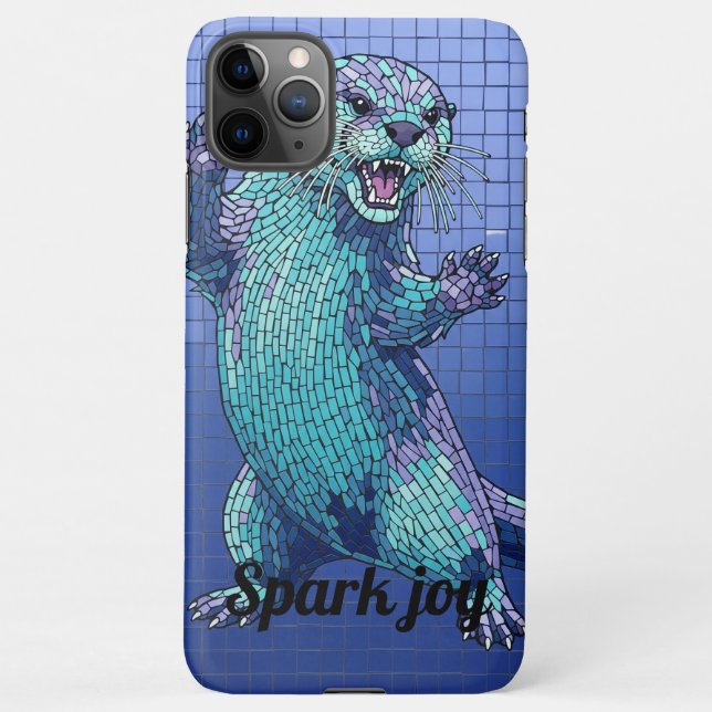 Mosaic Otter Spark Joy Teal Blue Phone Case (Back)