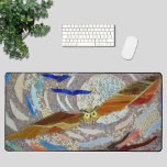 Mosaic Owl Desk Mat<br><div class="desc">This unique desk mat is decorated with a flying owl and moon mosaic in rich colours.
Original Mosaic © Michele Davies.</div>
