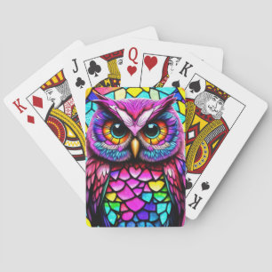 Mosaic owl playing cards
