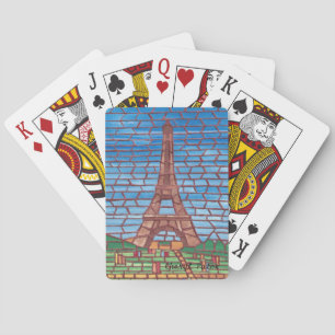 Mosaic Painting of Eiffel Tower Playing Cards