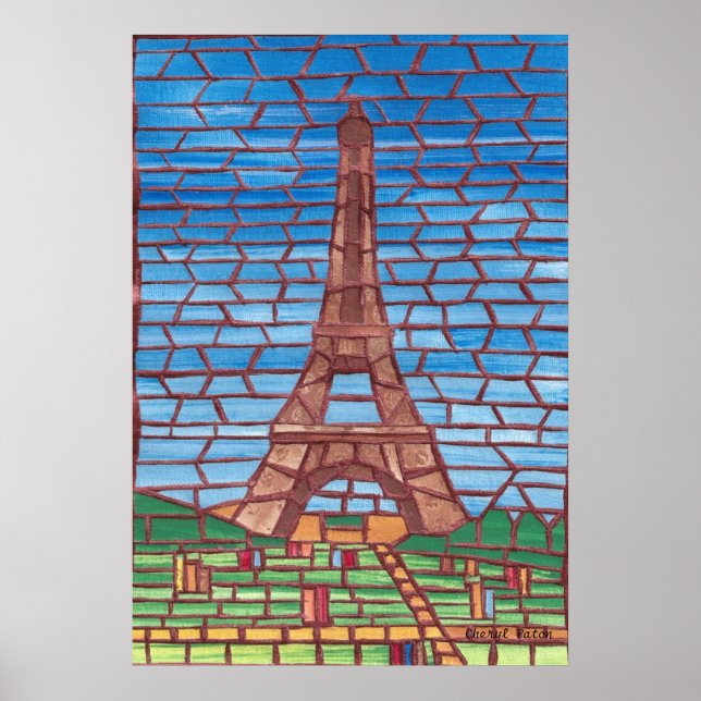Mosaic Painting of Eiffel Tower Posters (Front)