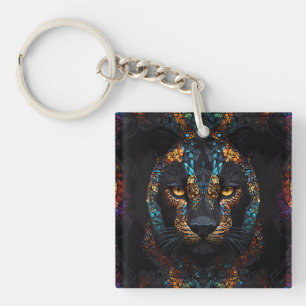 Mosaic Panther Art Key Ring