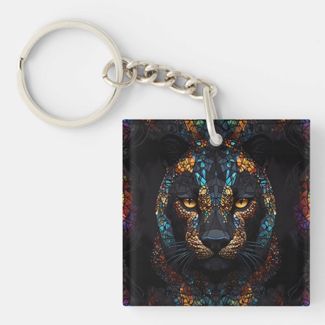 Mosaic Panther Art Key Ring (Front)
