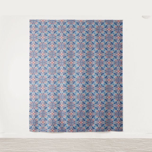 Mosaic Pattern Dusty Blue Tapestry (Front)