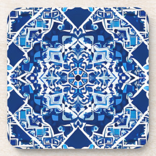 Mosaic Pattern in Indigo and Cobalt Blue   Coaster