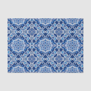 Mosaic Pattern in Indigo and Cobalt Blue Tissue Paper