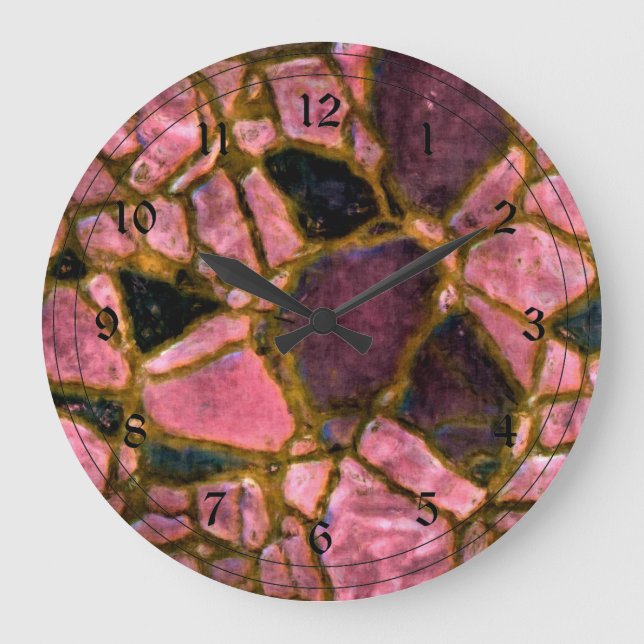 Mosaic pattern in purple plum large clock (Front)