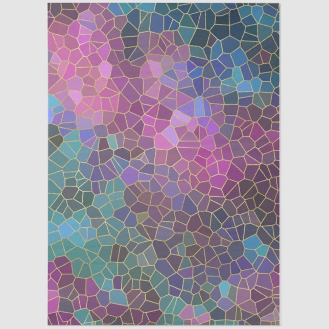 Mosaic Pattern of Pink Purple Teal Blue Green Gold Tissue Paper (Front)