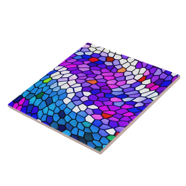 Mosaic Pattern Purple Blue Pink Ceramic Tile (Side)