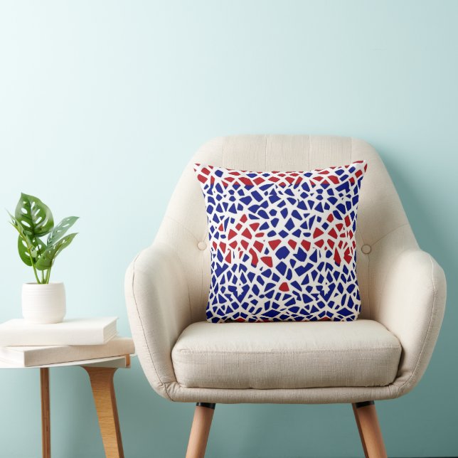 Mosaic Pattern Red Blue Cushion (Chair)